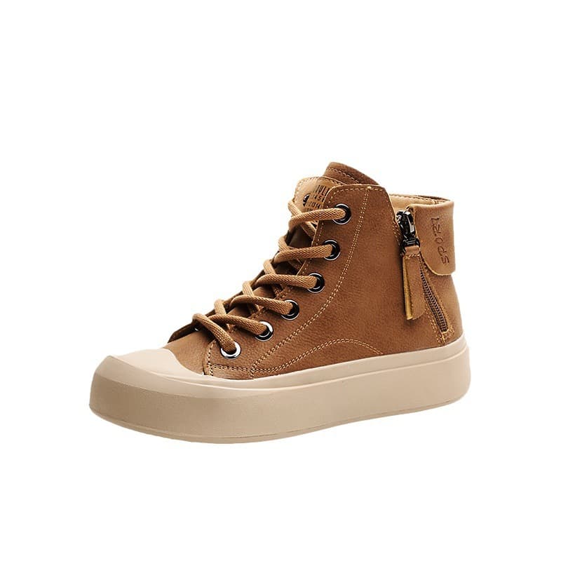 High-top Women's Genuine Leather Vintage Flat Shoes
