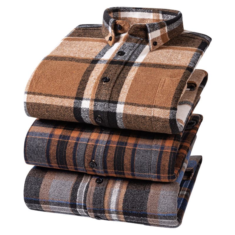 Plaid Long-sleeve Casual Shirt For Middle-aged And Elderly People