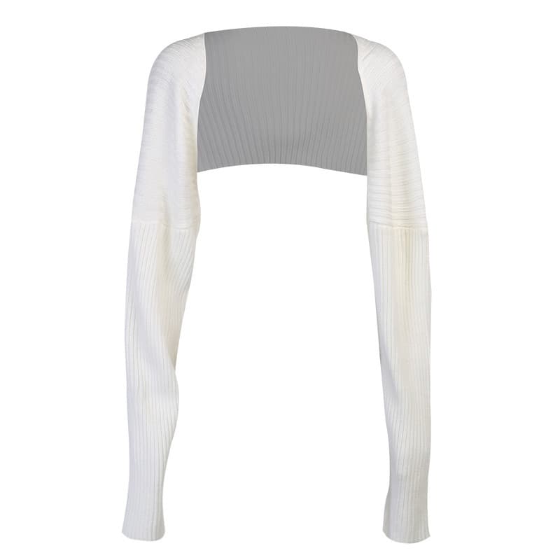 Sexy Solid-Color Ultra-Short Long-Sleeve Sweater Jacket