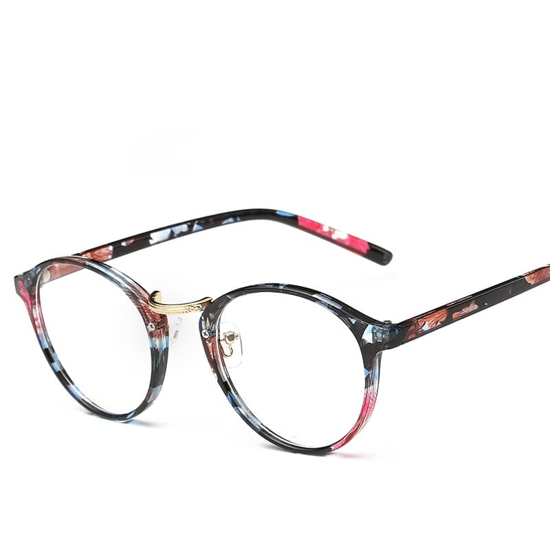 Full-frame Artistic Plain Glass Retro Round Eyeglass Frame