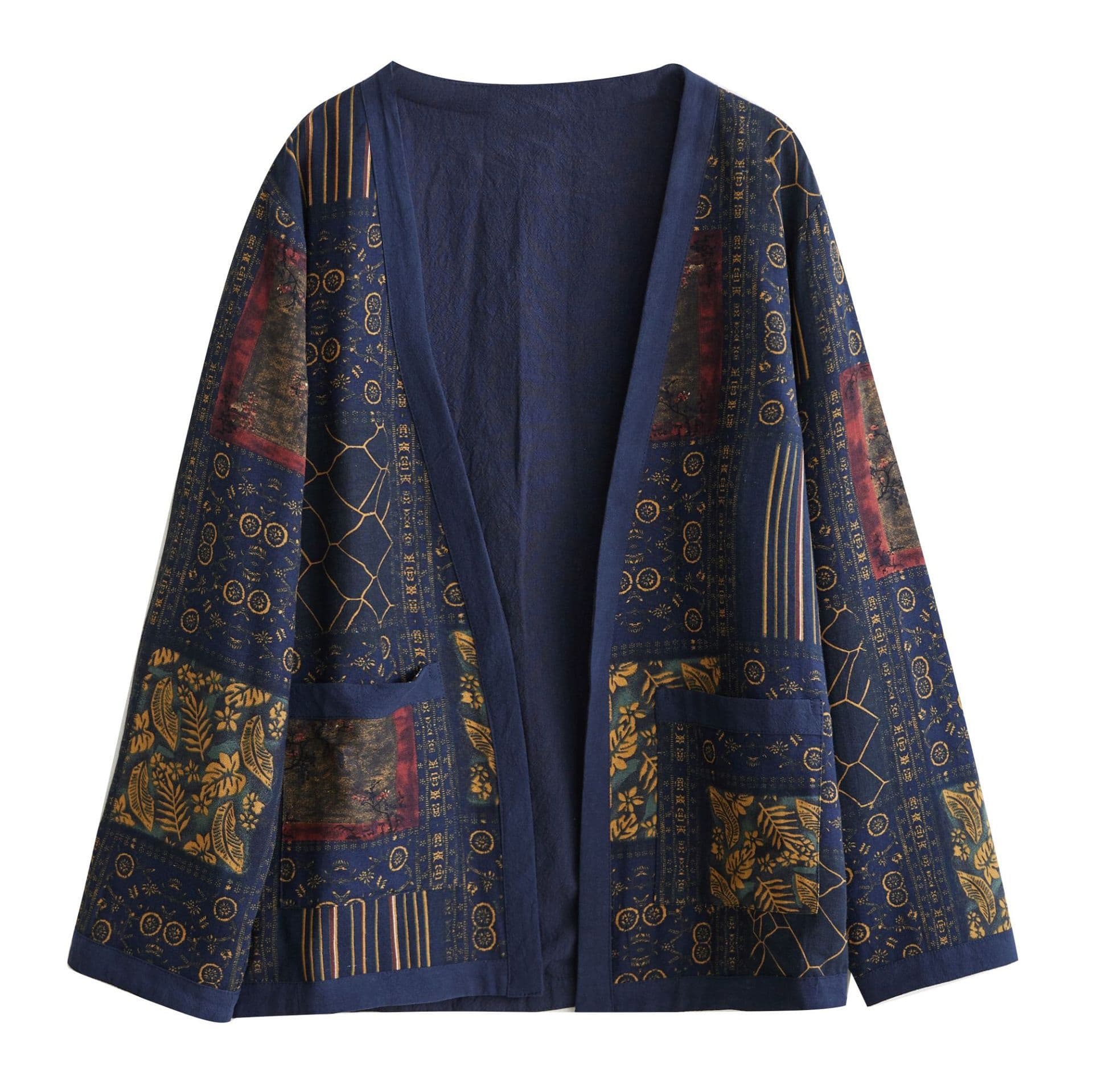 Cotton-linen Printed Floral Cardigan Jacket