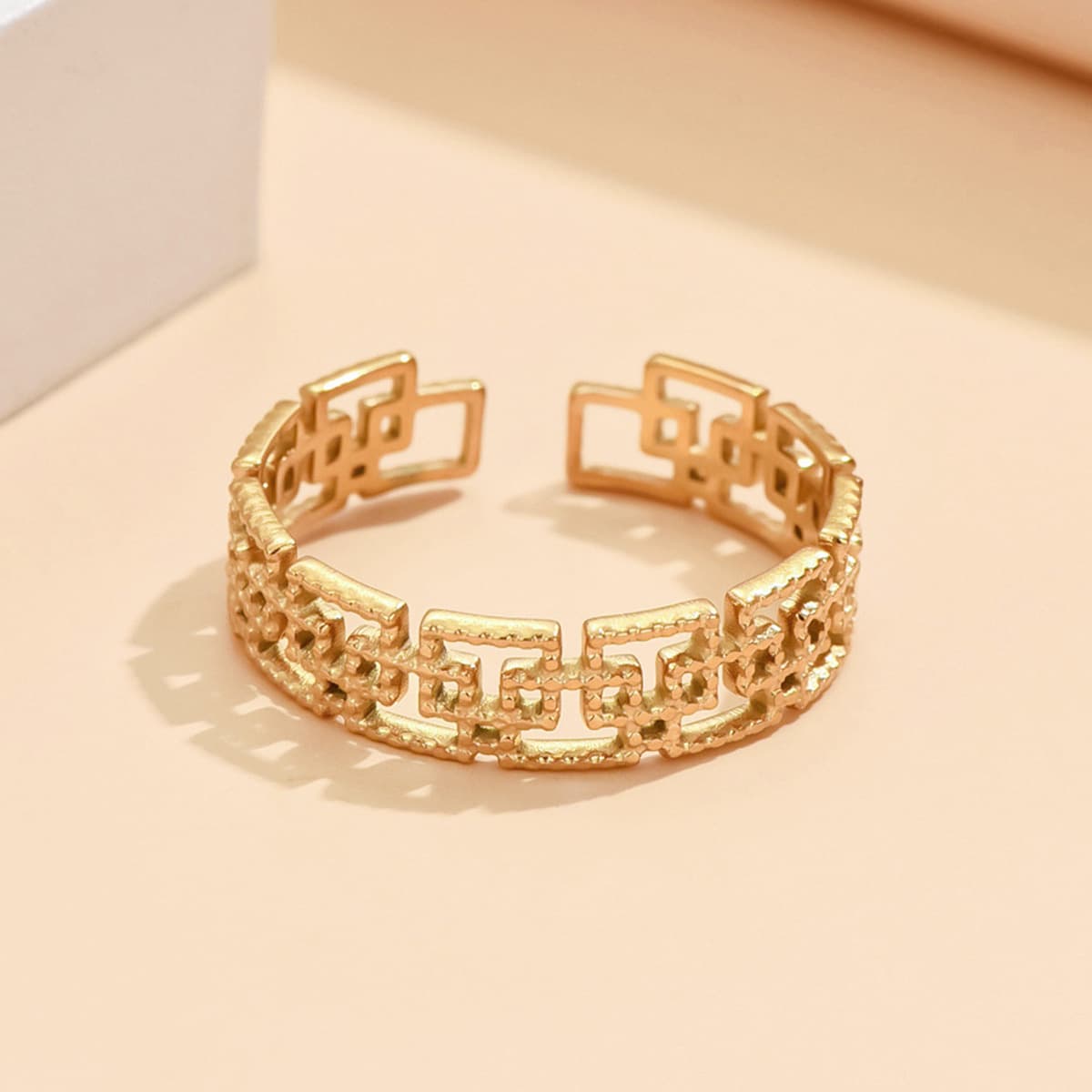 Traditional Chinese Style Openwork Spiral-pattern Stainless Steel Ring