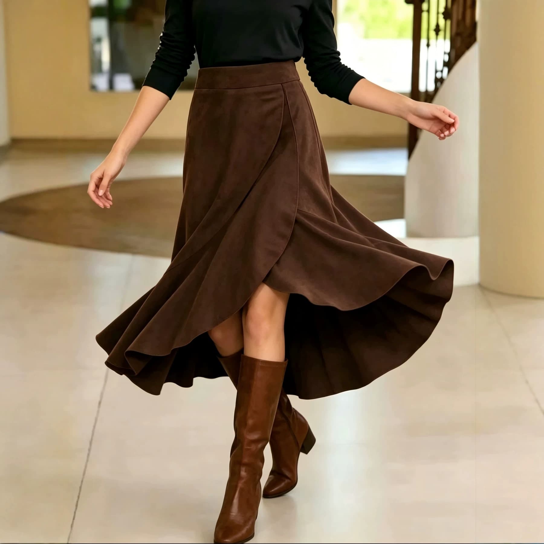 Women's Retro Western-style Asymmetrical Skirt