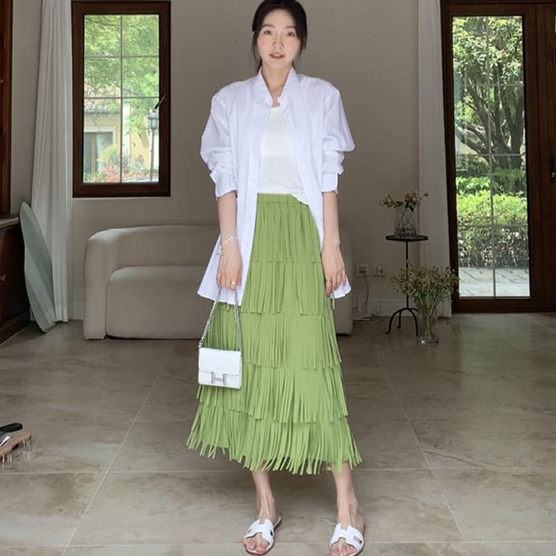 Heavy-duty Five-layer Tassel Cake Skirt Versatile And Easy To Match