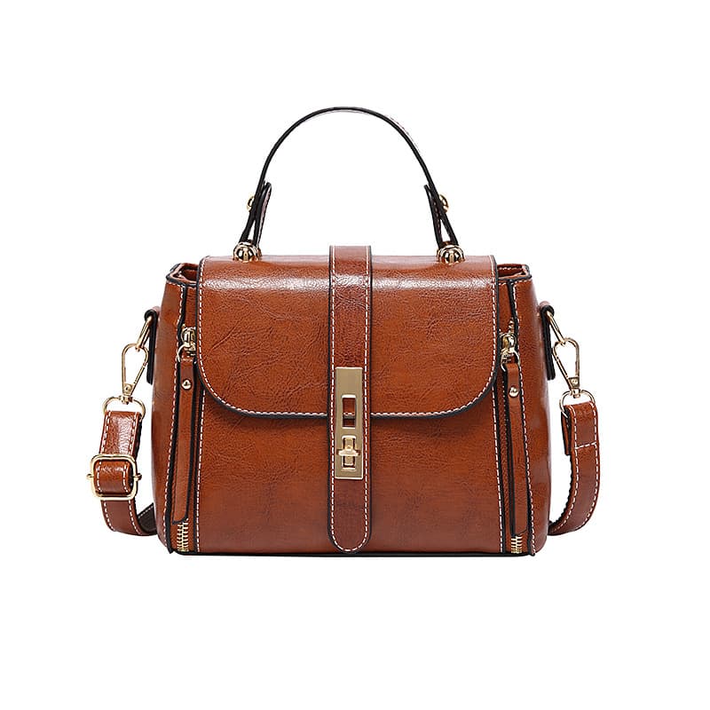 European And American Fashion Vintage Oil-leather Bag Large-capacity Bucket Bag