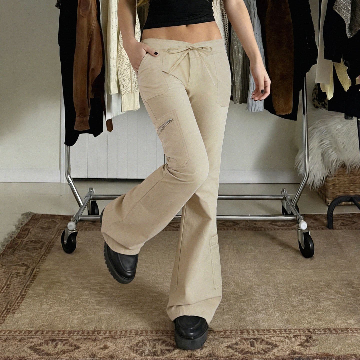 Draped Suit Pants Slimming Long Trousers With A Drawstring Design For Adjustable Fit