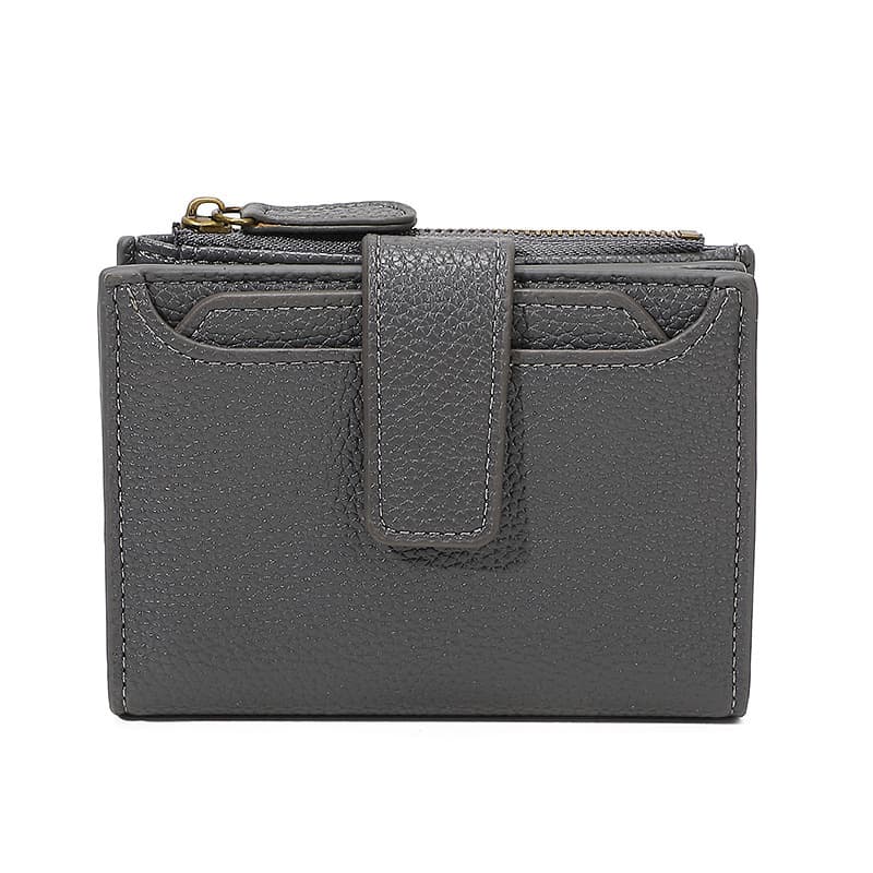Functional Coin Purse With A Ring-bound Leather Wallet For Women