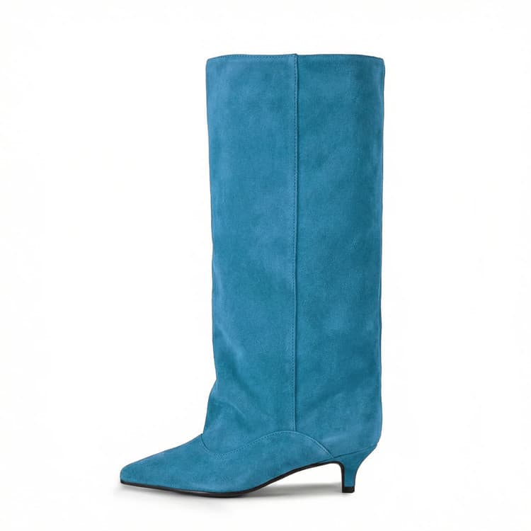 European And American-style Kitten-heeled Over-the-knee Boots With An Extra-wide Oversized Shaft Design