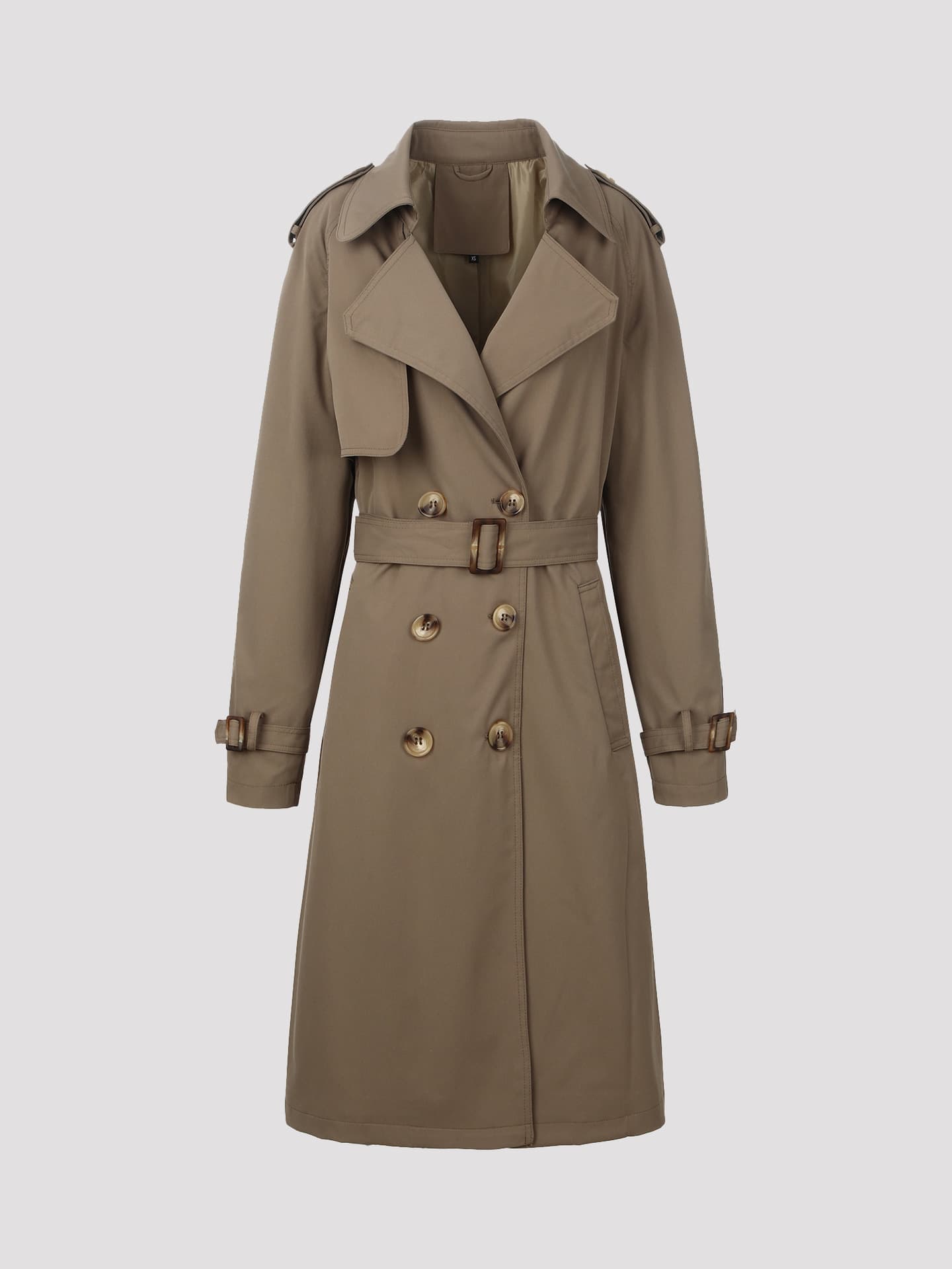 Womens Lapel Trench Coat Double-breasted Overcoat