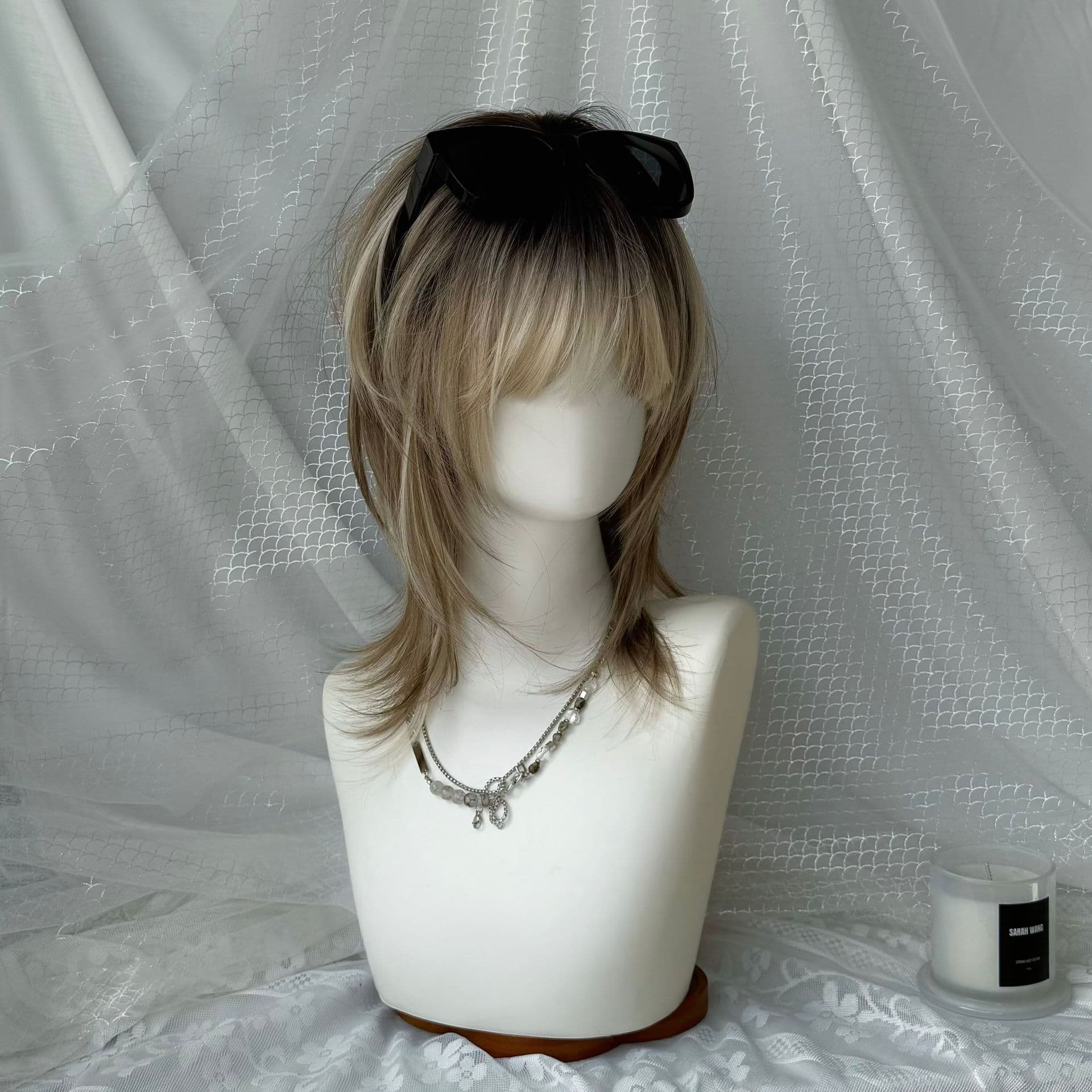 Wig Unisex Golden Brown Full-head Wig
