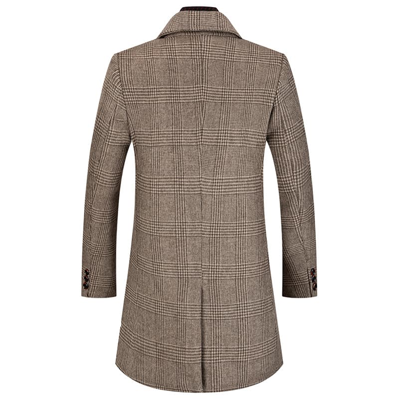 Houndstooth Wool Coat Scarf And Wool Overcoat For Men