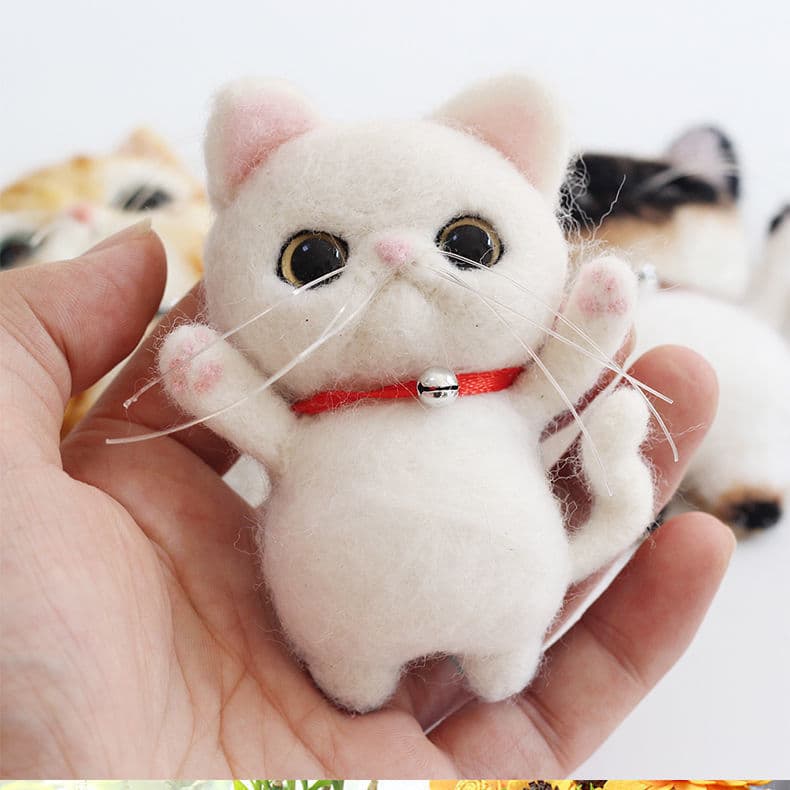Felted Wool Needle Felting Kit Kitten Brooch