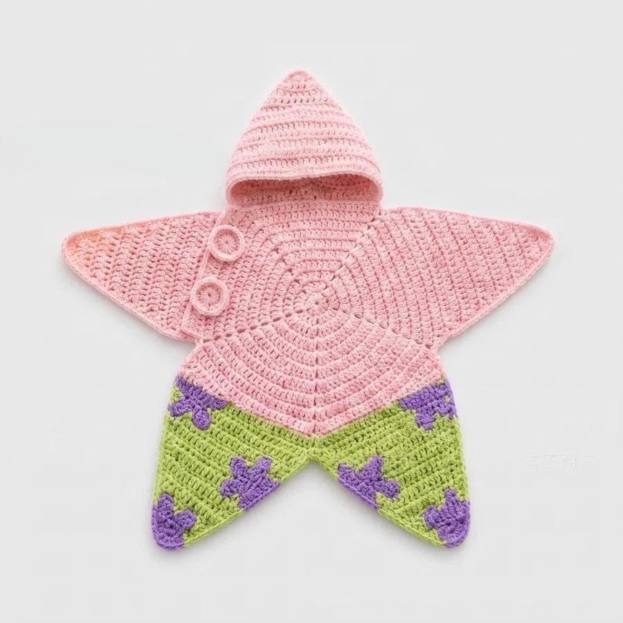 Knitted Starfish Baby Swaddle Checkered Pants