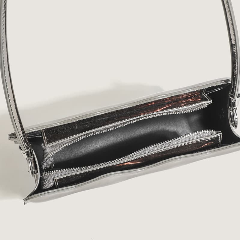 Glossy Minimalist Rectangular PU Shoulder Bag