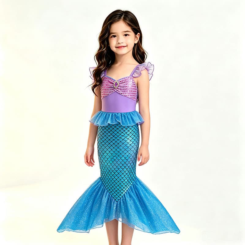Mermaid Strap Fishtail Dress For Girls