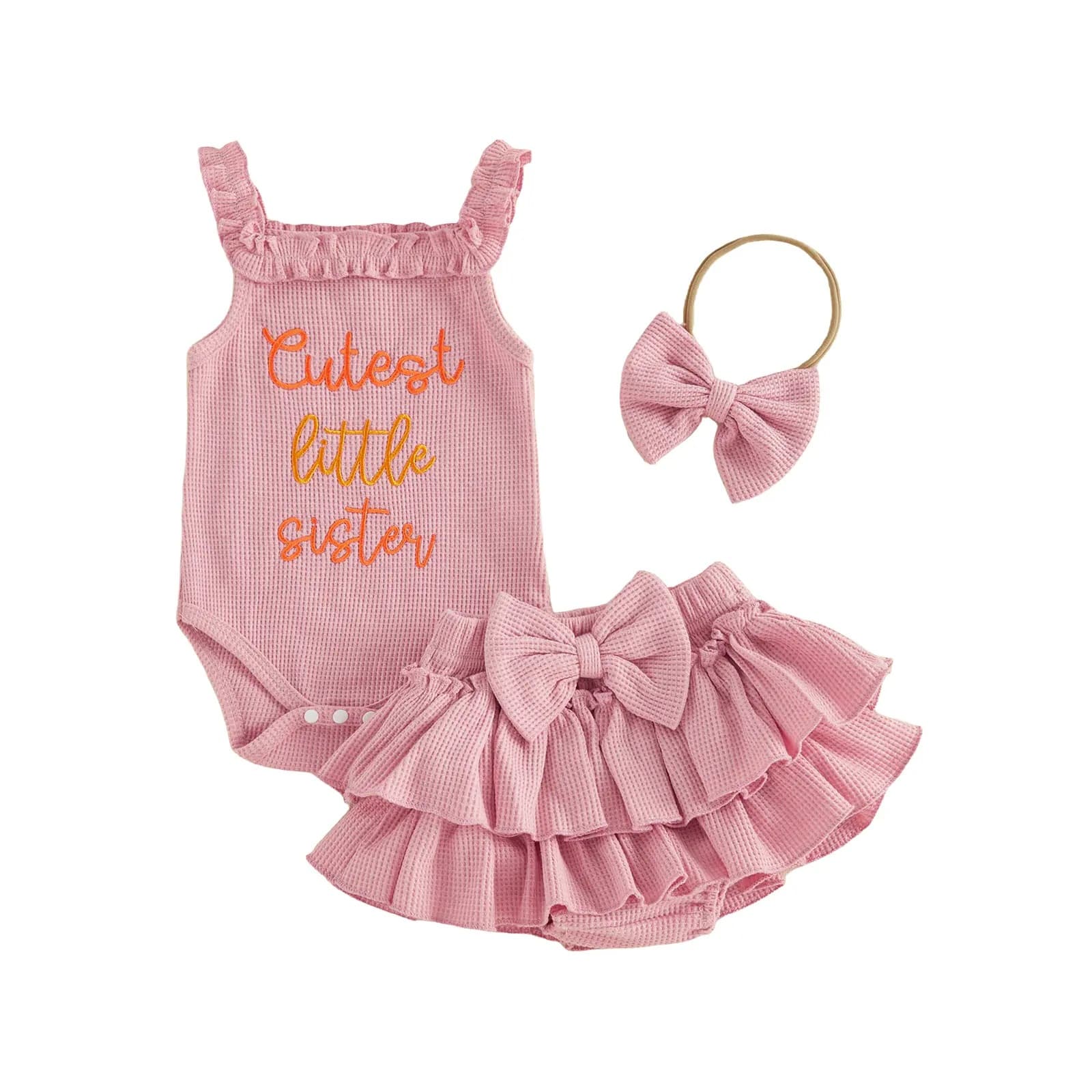 Girls Casual Three-Piece Set With Letter Embroidery