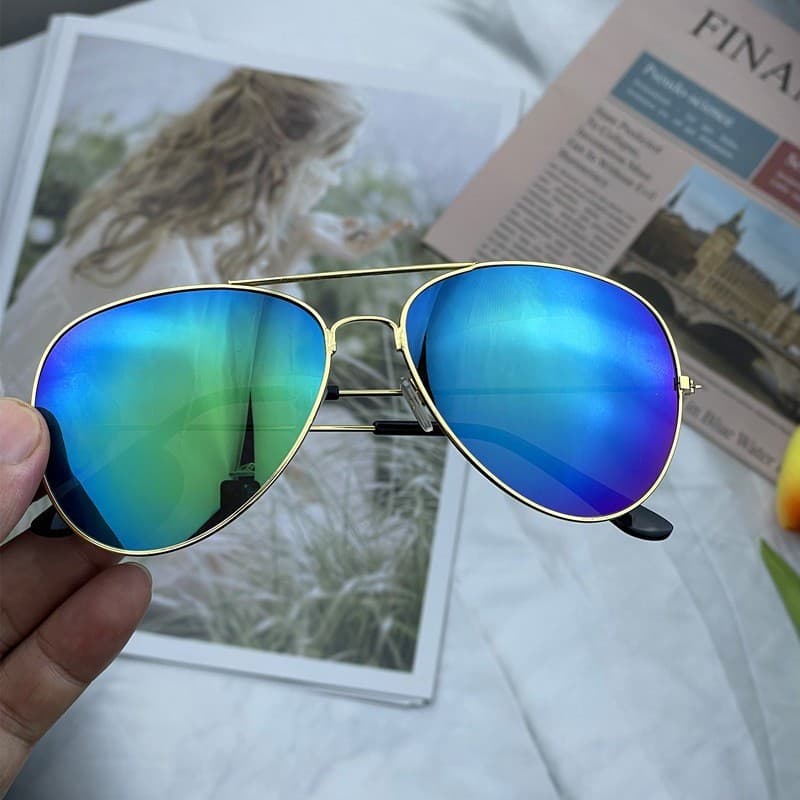 Pilot-style Classic Mirrored-reflective Vintage Colorful Sunglasses