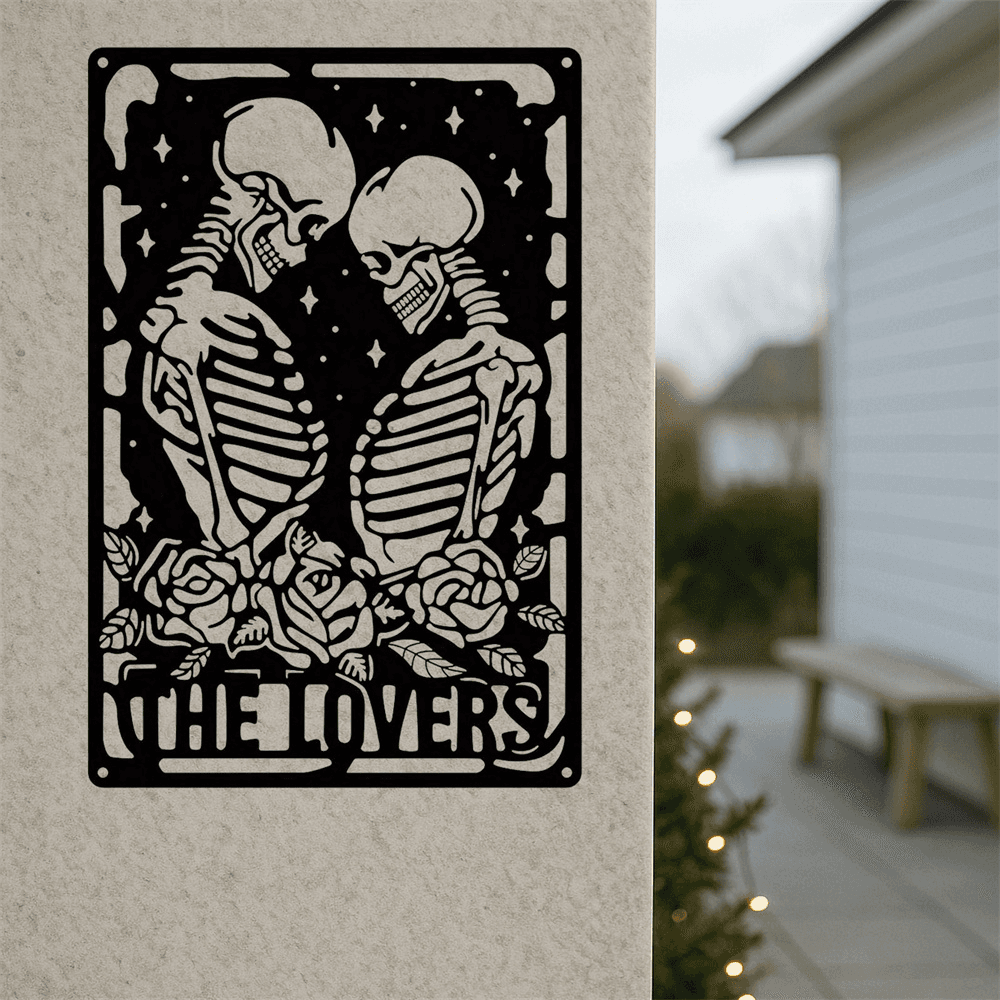 CIFbuy Gothic Couple Skull Wall Art Vintage Punk Decor Sign for Living Room Bedroom Patio TikTok, temu pick-up service
