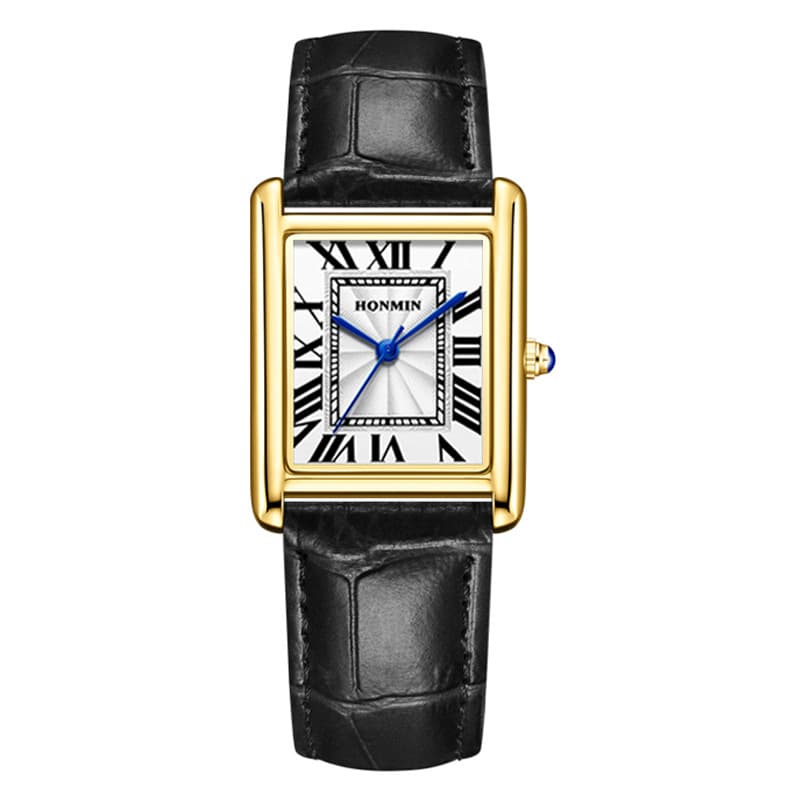Couple Leather Watch Strap Simple Square Student's Watch Waterproof