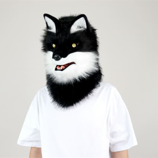 Plush Animal Canine Fox Mask Hood Full-head Finished Beast Head