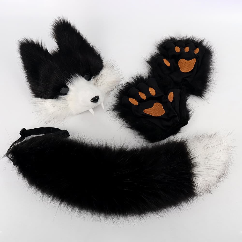 Halloween Simulation Wolf Fang Mask 3D Set