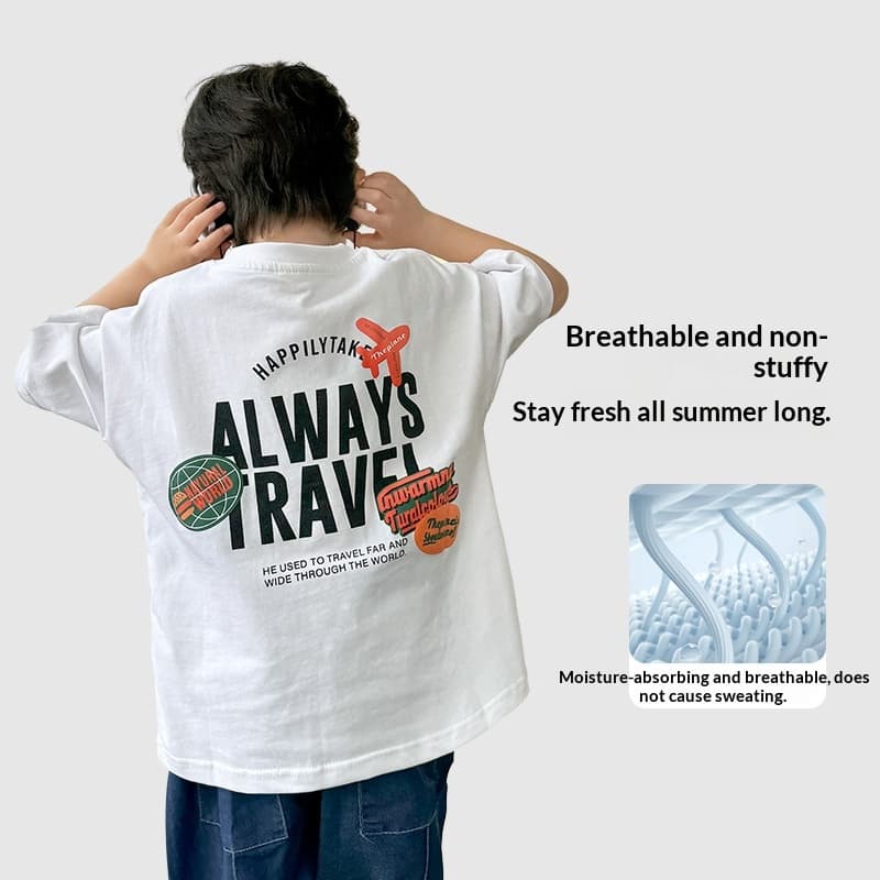 Children's Cartoon-Printed Pure Cotton Short-Sleeve T-Shirt