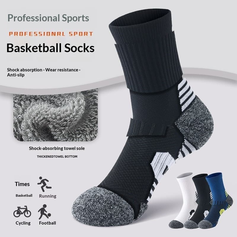Men's Basketball Socks Mid-calf Length With A Terry-cloth Sole