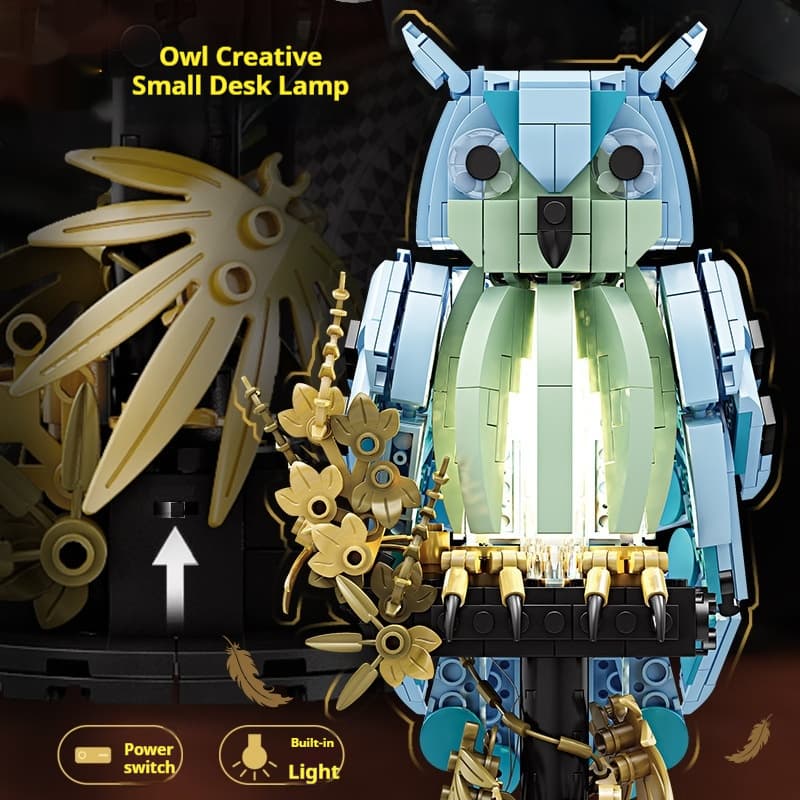 Building Block Owl Table Lamp Ornament Childrens Educational Assembly Toy