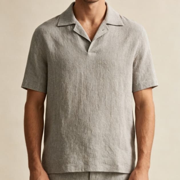 European And American Polyester Men's Short-sleeved Shirt In Gray Color