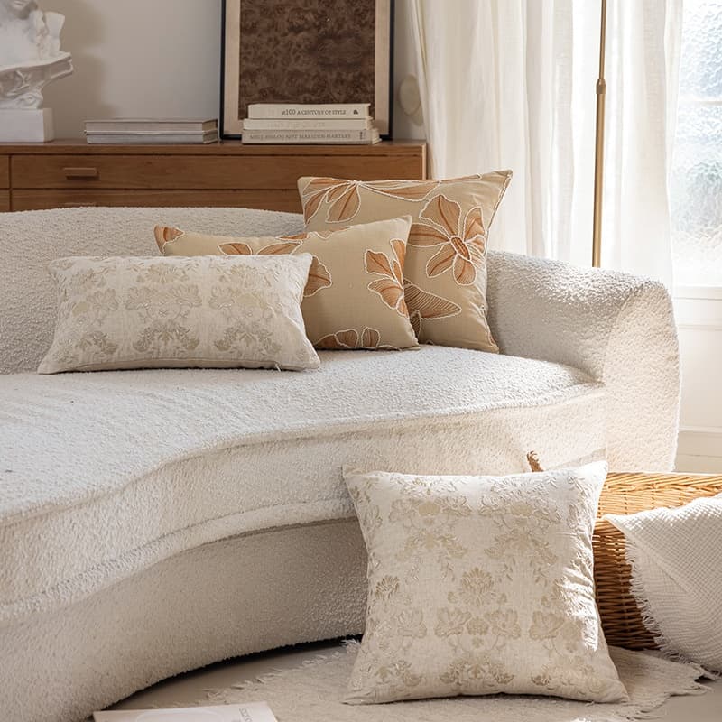 Floral Embroidered Plant Home Living Room Decorative Sofa Throw Pillow