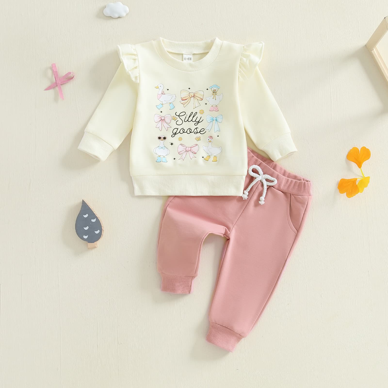 Baby Girls Duck And Letter-print Hoodie Set