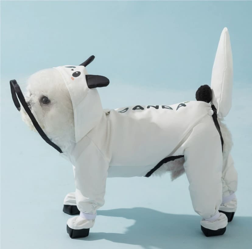Teddy Bichon Medium- And Small-Breed Dog Rain Cape With Attached Feet