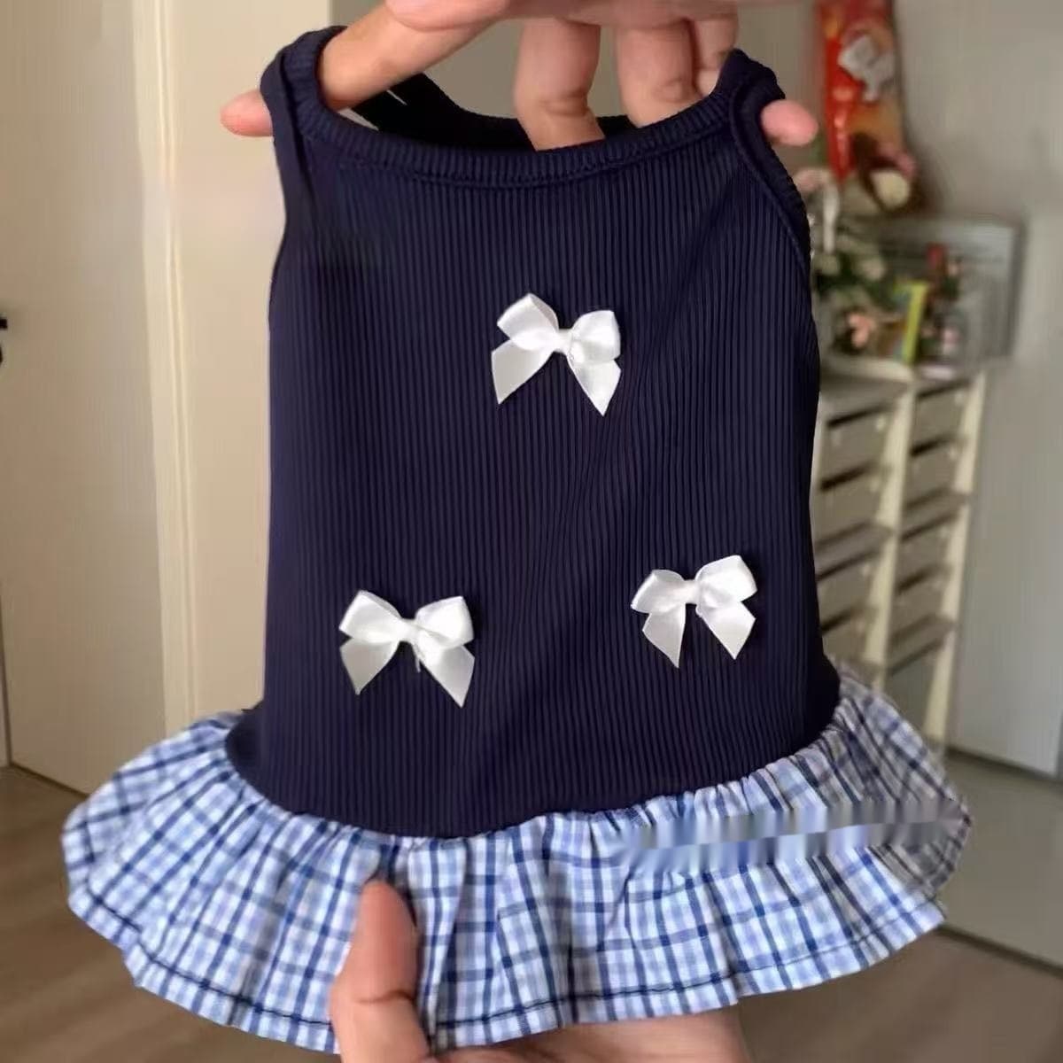 Small Cat And Dog Vest Dress Preppy Style
