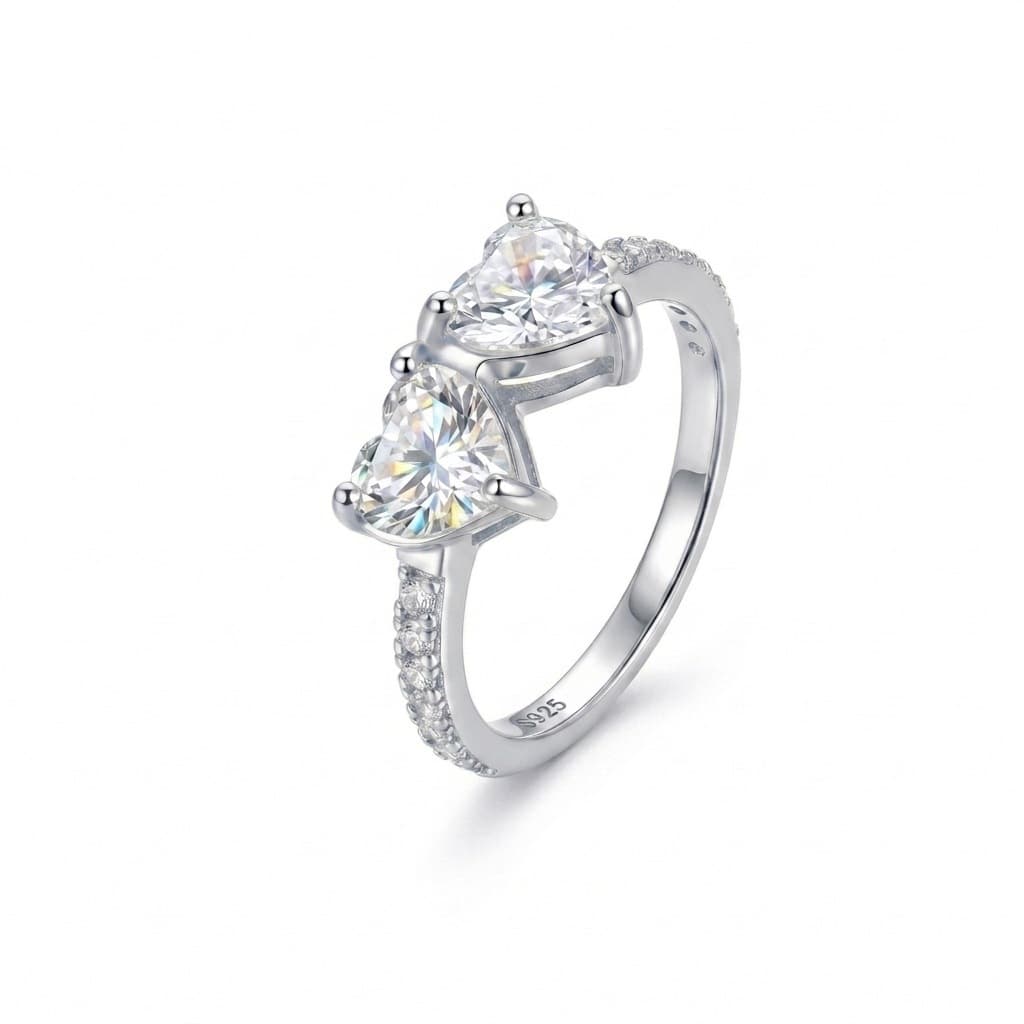 Sterling Silver Ring With A Heart-shaped Moissanite For Women