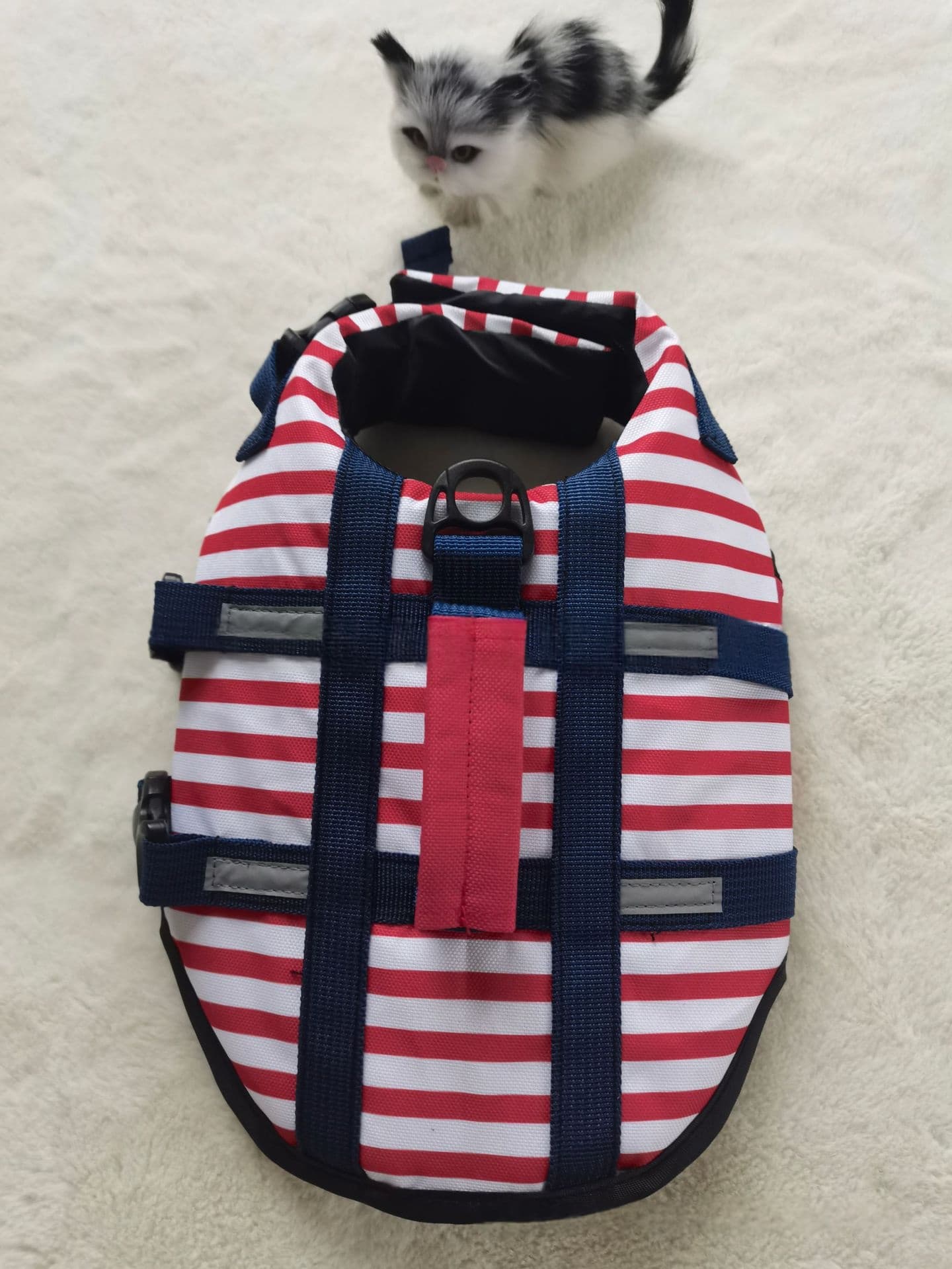 600D Oxford Cloth Digital-Print Striped Pet Life Jacket