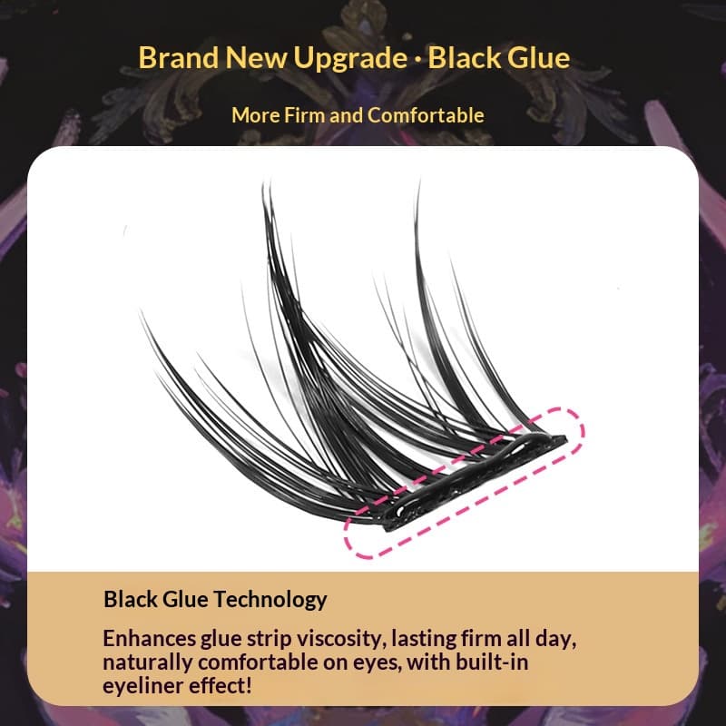 Self-adhesive Glue-free False Eyelashes 200 Clusters Segmented Black-tipped Lashes With Tweezers