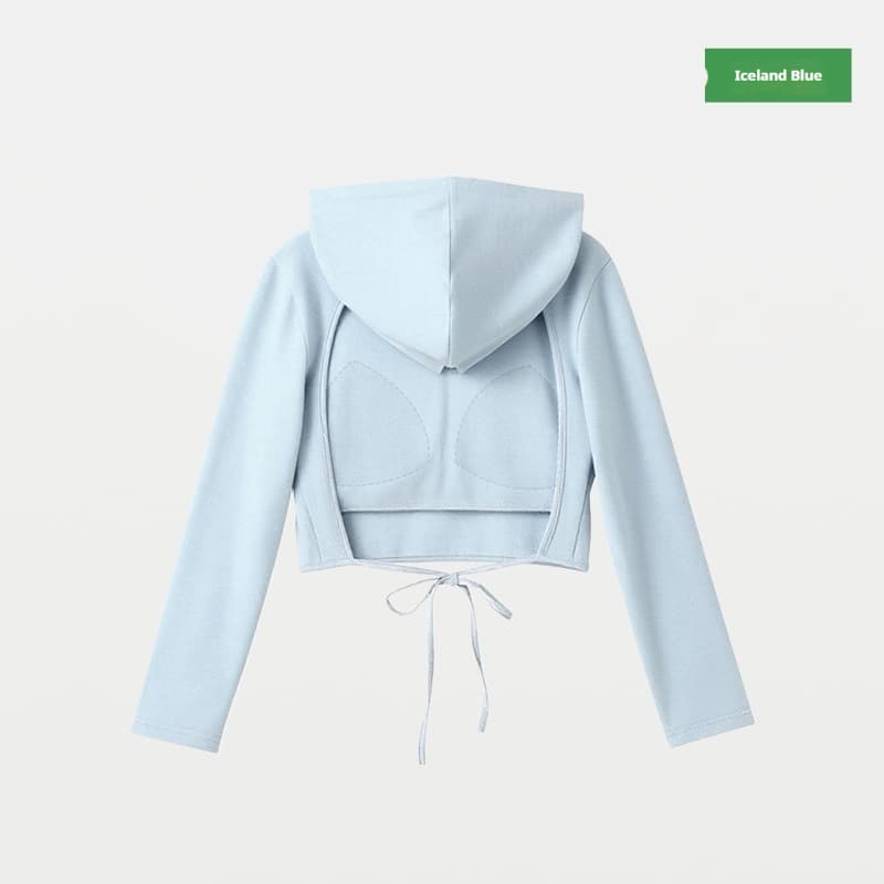 Long-sleeve Cropped Hoodie With Built-in Chest Pads