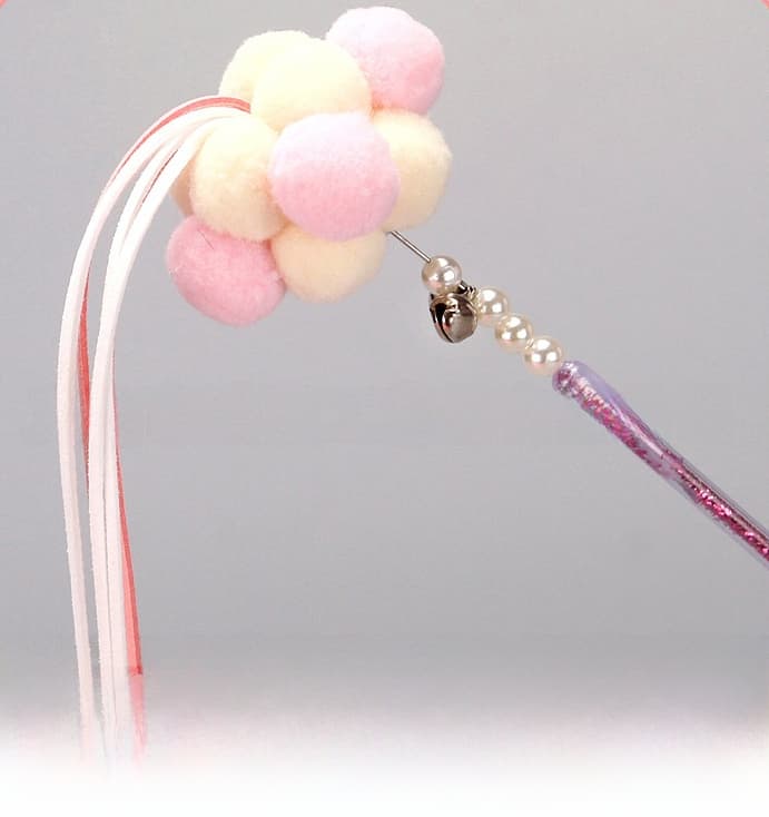 Feather Cat Teaser Wand With Bell, Bite-resistant Toy, Fairy Pom-pom Tassel Cat Toy