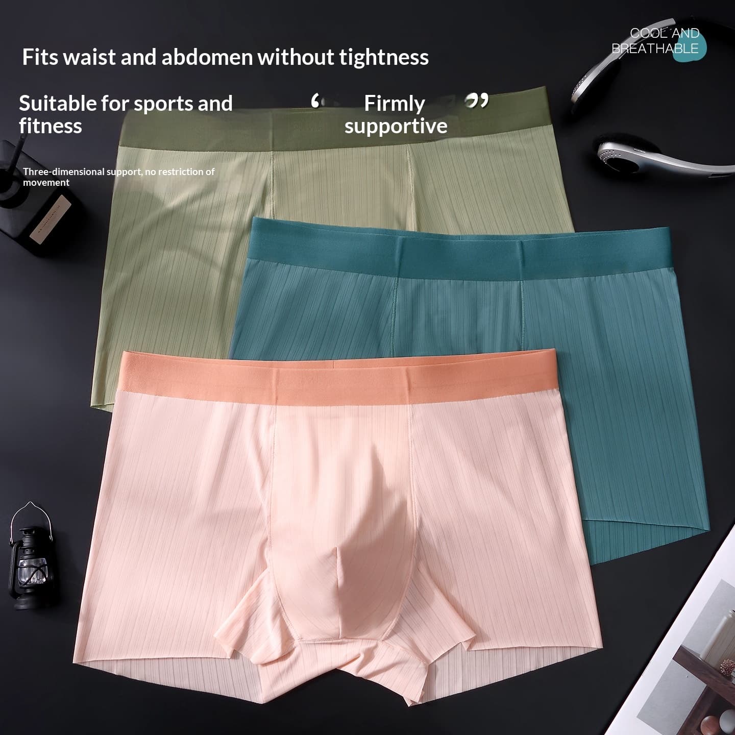 New Mens Summer Ice-silk Seamless Boxer Briefs High Elasticity