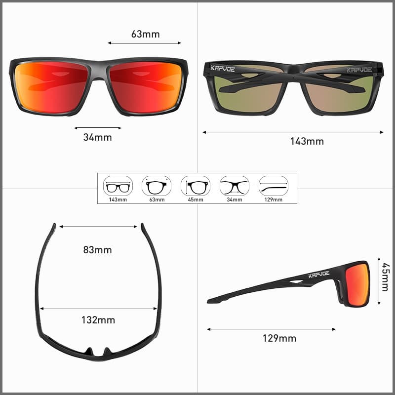 Mens And Womens Windproof Square-frame Outdoor Sunglasses
