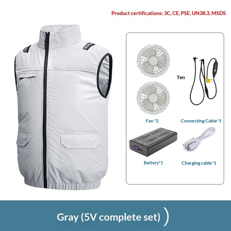 Outdoor Heat-Relief Cooling And Waterproof Vest With Built-In Fan