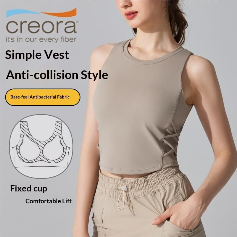Womens Sleeveless Sports Vest For Running And Fitness With Built-in Bra Padding