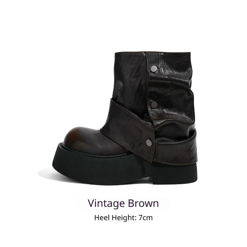 Platform-soled Retro British-style Boots With Tapered Cuffs For Added Height