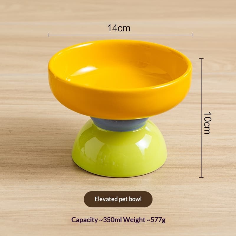 Macaron Color-Block Ceramic Elevated Pet Bowl