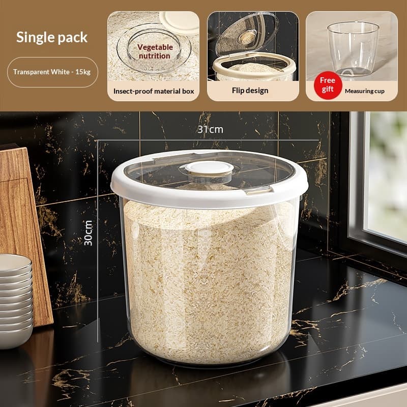 Household Moisture-Proof Sealed Rice Bucket Large Capacity Transparent
