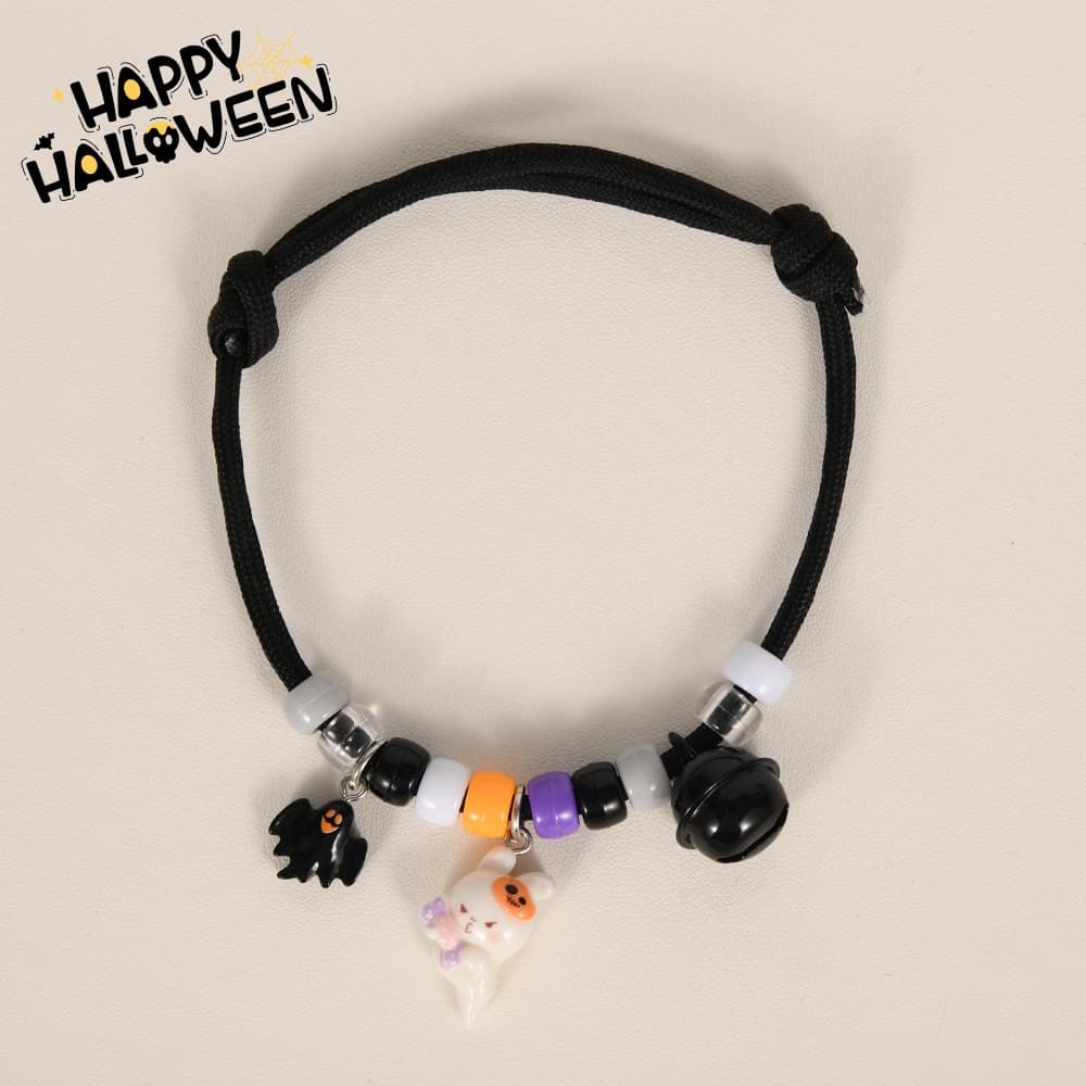 Halloween Cat And Dog Collar Hand-knitted Pumpkin Design Adjustable