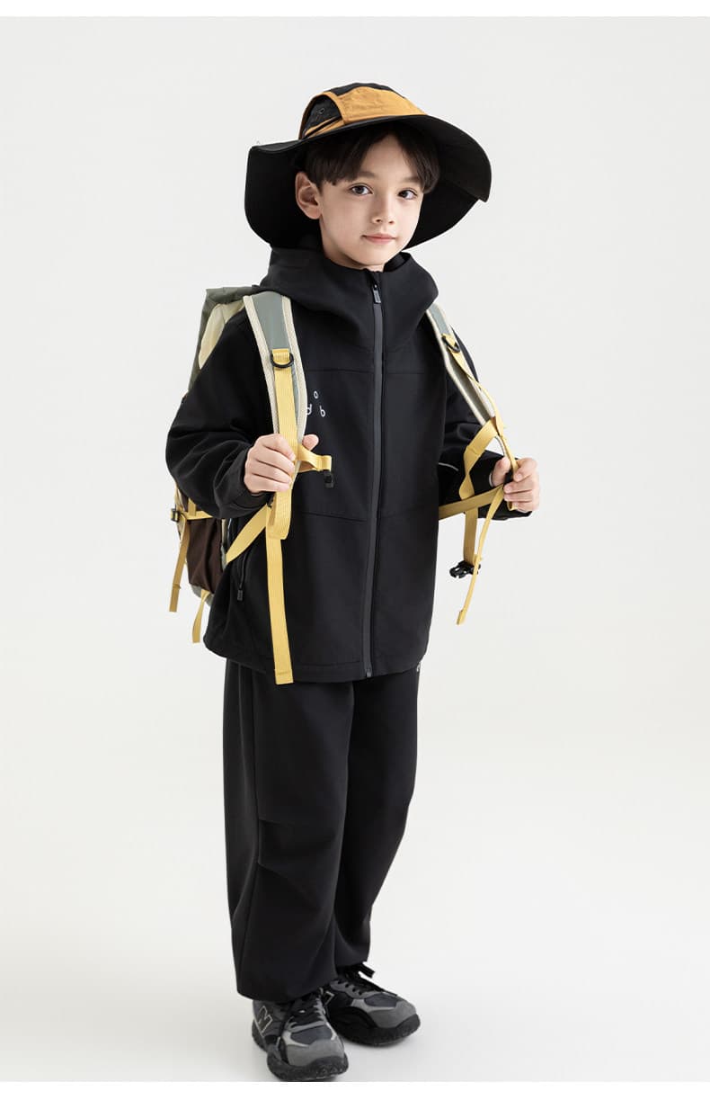 Boys Loose-fitting Windproof Jacket With A Hood And Stand-up Collar