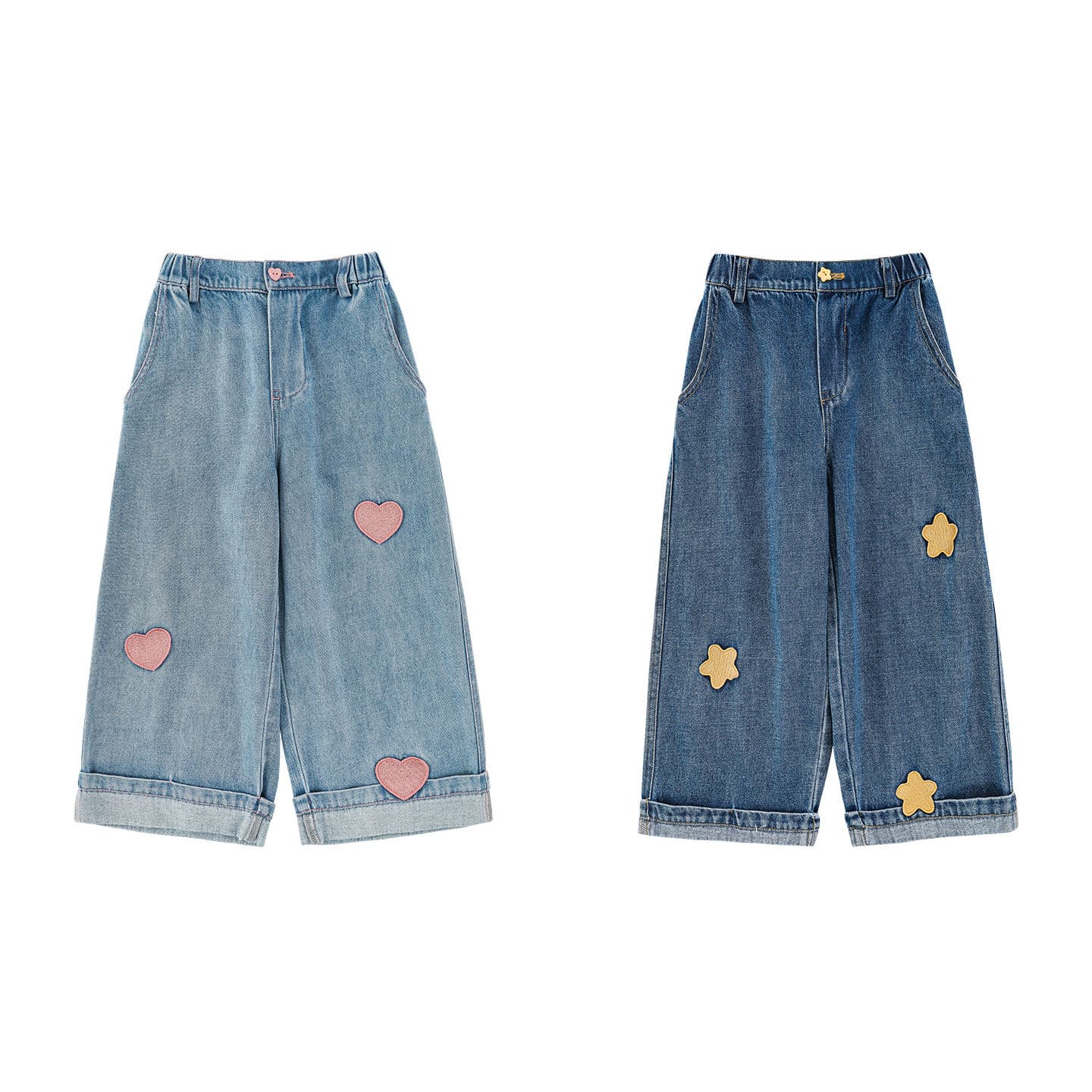 Wide Leg Embroidered Wrinkle Resistant Jeans