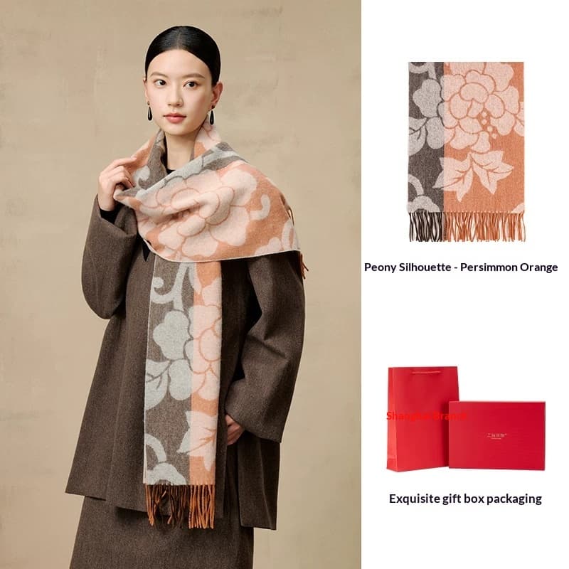Womens Merino Wool Jacquard High-End Thickened Winter Neck Warmer