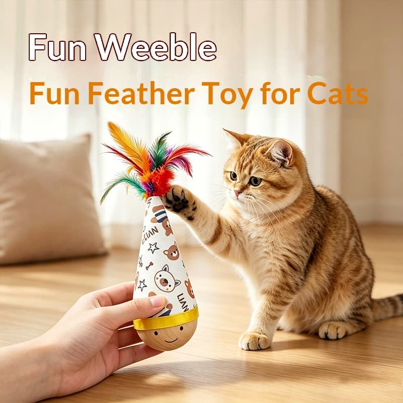Tumbler Cat Toy Feather Teaser Wand